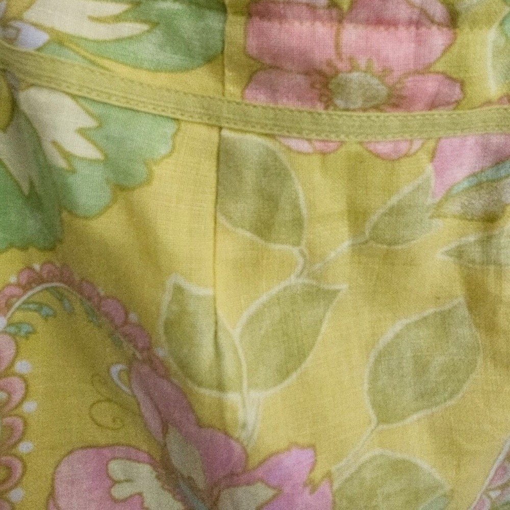 Sigrid Olsen Womens Yellow Floral Paisley 100% Linen Pencil Skirt Size 10 - Picture 2 of 6